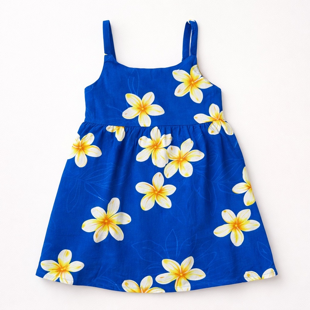 RJC Hawaii Blue Plumeria Toddler Dress 3T Tropical Aloha Beach